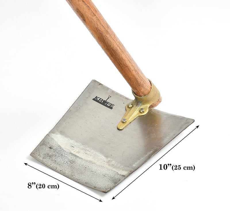 KRUFE Heavy Duty Tempered Mild Steel Blade Spade, Shovel, Fawda, Kassi (8"x10") – High-Strength Agriculture and Gardening Tool for Digging, Shoveling, and Farming – Durable Design with Wooden Handle - Image 3