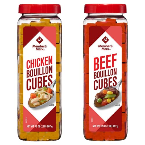 Tones 2 Pack Members Marks Chicken Bouillon Cubes and Beef Bouillon Cubes Variety Pack 32 Oz Each 1 of Each Flavor Bundle of 2 227 Cubes Per Container - Image 1