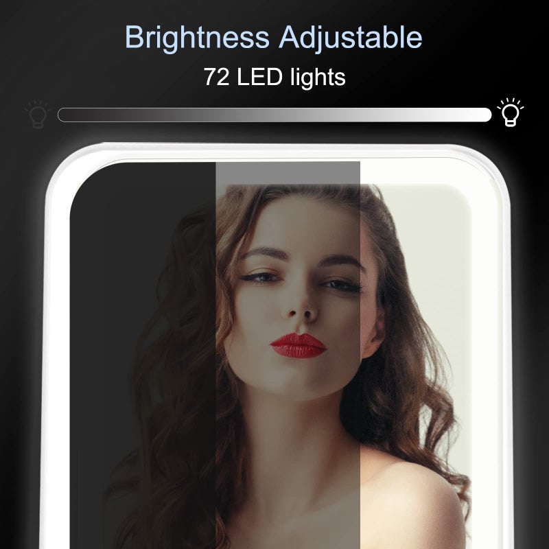 FUNTOUCH Rechargeable Travel Lighted Makeup Mirror with PU Leather Cover, Portable Travel Makeup Mirror with Lights, 3 Color Lighting,Touch Sensor Dimmable, Light Up Tabletop Folding Cosmetic Mirror Colorful - Image 4