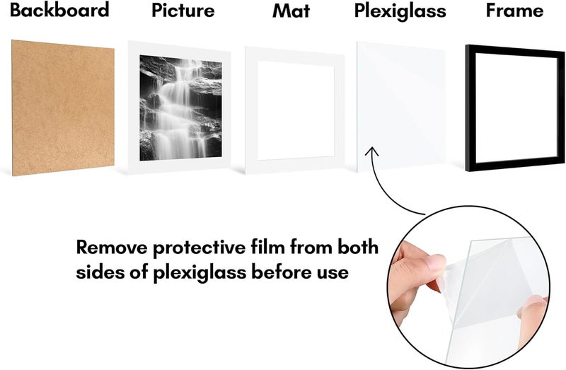 Americanflat 15x15 Picture Frame with Polished Plexiglass - Set of 2 - Use as 12x12 Frame with Mat or 15x15 Frame Without Mat - Galleria Collection - Gallery Wall Frame Set for Wall Display - Black - Image 4