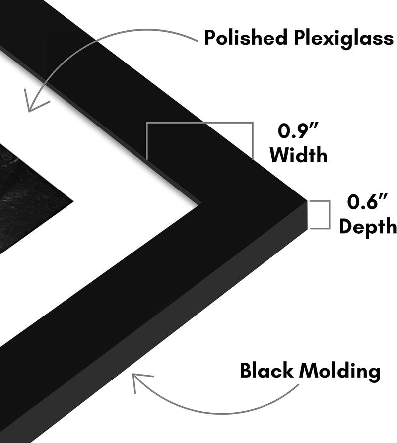 Americanflat 15x15 Picture Frame with Polished Plexiglass - Set of 2 - Use as 12x12 Frame with Mat or 15x15 Frame Without Mat - Galleria Collection - Gallery Wall Frame Set for Wall Display - Black - Image 3