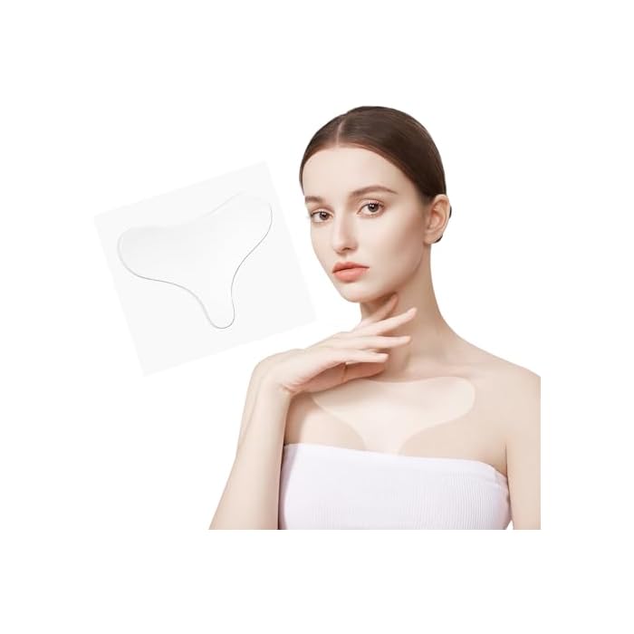 EKIND Silicone Chest Patch Anti Wrinkle Décolleté Pad Reusable Self Adhesive T Shape Skin Tightening Hydrating Lift for Women (Transparent)
