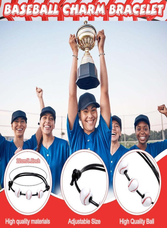 Poen مجموعة هدايا حفلات البيسبول من بوين، 48 قطعة، تتضمن 12 حقيبة ظهر برباط، و12 كرة بيسبول صغيرة، و12 سلسلة مفاتيح، و12 سوارًا مضفرًا بخيط الشمع، هدية ملهمة للفريق - Image 3