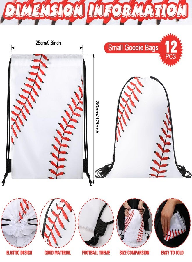 Poen مجموعة هدايا حفلات البيسبول من بوين، 48 قطعة، تتضمن 12 حقيبة ظهر برباط، و12 كرة بيسبول صغيرة، و12 سلسلة مفاتيح، و12 سوارًا مضفرًا بخيط الشمع، هدية ملهمة للفريق - Image 2