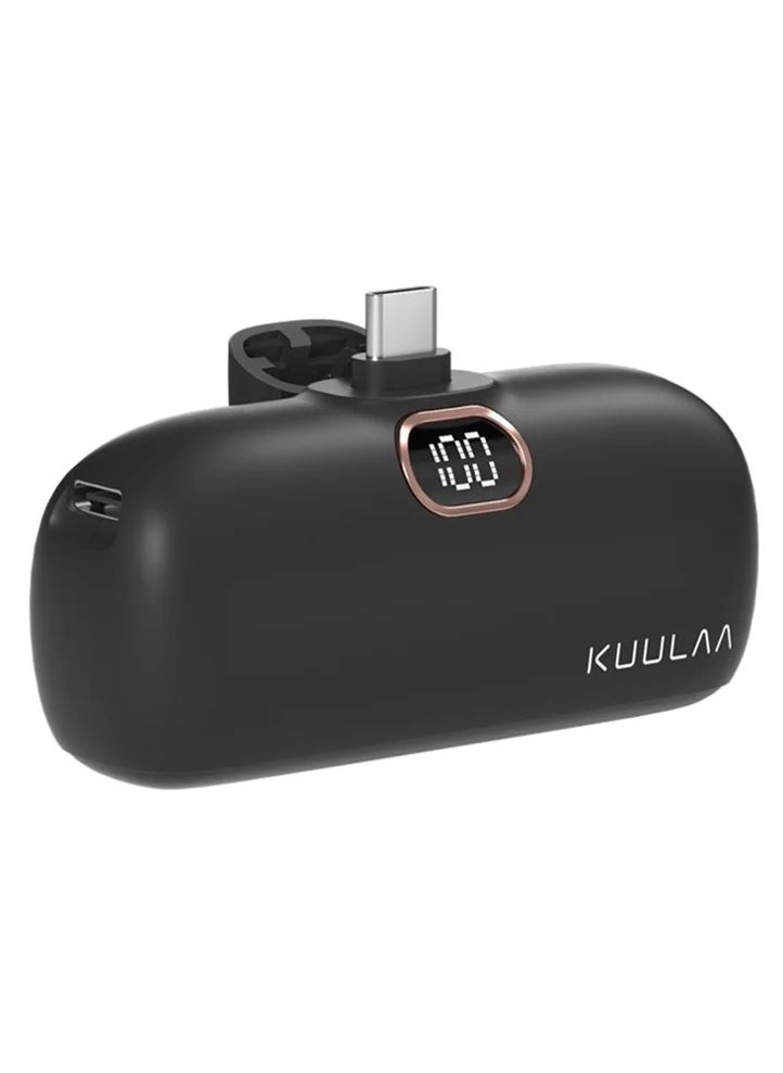 KUULAA - Kuulaa USB C Portable Charger Power Bank 5000mAh Mini Portable Phone Charger 20W PD Fast Charging Compatible with iPhone 15/16 Series, Samsung S24/23, Other USB-C Devices - Black - Image 1