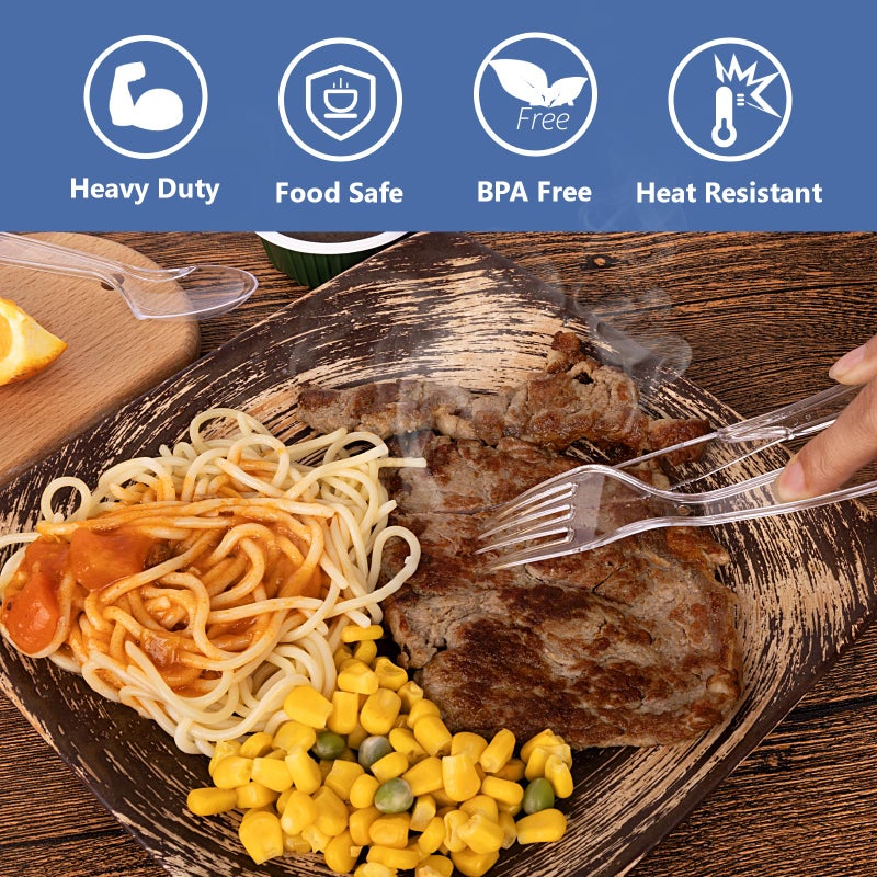 SACATR 1000 Count Plastic Forks Heavy Duty  Plastic Silverware Clear Forks  Premium Disposable Forks Bulk  BPA-Free  Heat Resistant  Suitable for Parties  Events and Everyday Use - Image 3