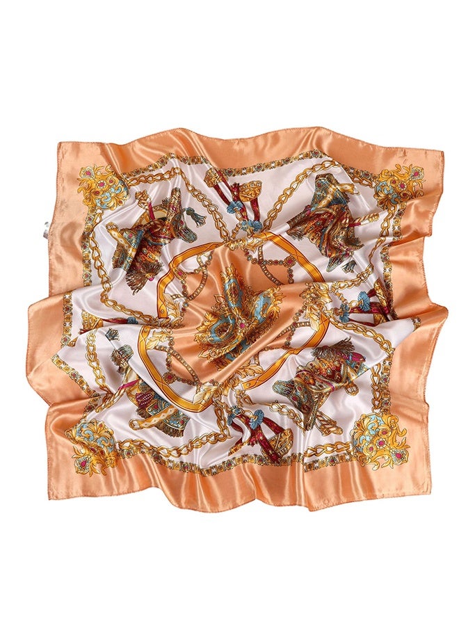 وشاح رأس مربّع من الحرير، وشاح نسائي بنقشة عصرية بإحساس الحرير، باندانات شعر بوهيمية، وشاح شعر ناعم وكبير للنساء والفتيات لتغليف الشعر والنوم ليلاً، بحجم 35 بوصة - Image 2