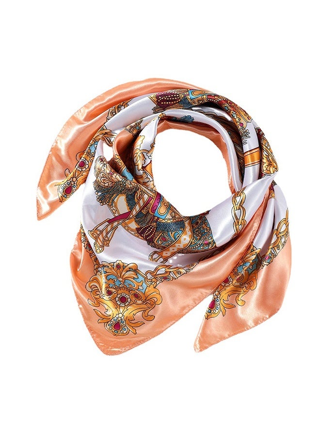 وشاح رأس مربّع من الحرير، وشاح نسائي بنقشة عصرية بإحساس الحرير، باندانات شعر بوهيمية، وشاح شعر ناعم وكبير للنساء والفتيات لتغليف الشعر والنوم ليلاً، بحجم 35 بوصة - Image 5