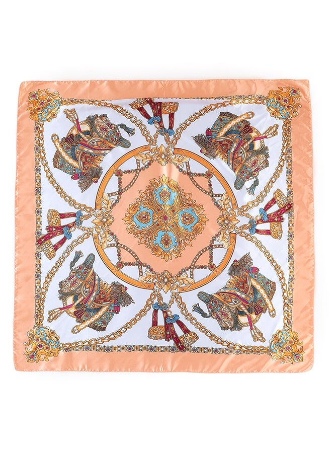 وشاح رأس مربّع من الحرير، وشاح نسائي بنقشة عصرية بإحساس الحرير، باندانات شعر بوهيمية، وشاح شعر ناعم وكبير للنساء والفتيات لتغليف الشعر والنوم ليلاً، بحجم 35 بوصة - Image 1