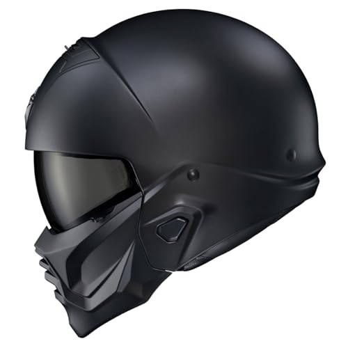 ScorpionEXO Covert 2 Open Face 3/4 Full Mode Motorcycle Helmet Bluetooth Ready Speaker Pockets Interchangeable Mouth Cover DOT Approved Solid (Matte Black - Large) - Image 2