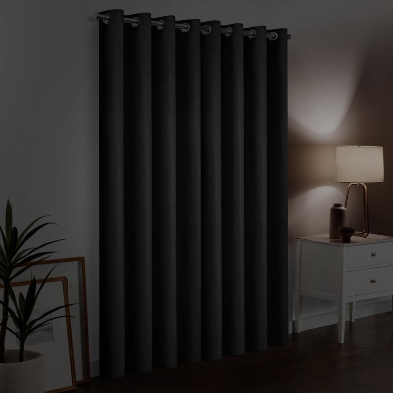 Eclipse 100% Blackout Curtain  Larissa Solid Grommet Curtain  63 in Long x 50 in Wide  Textured 100% Blackout Curtain  Thermal Insulated Curtain for Living Room  Bedroom  1 Window Curtain  Onyx Black - Image 2