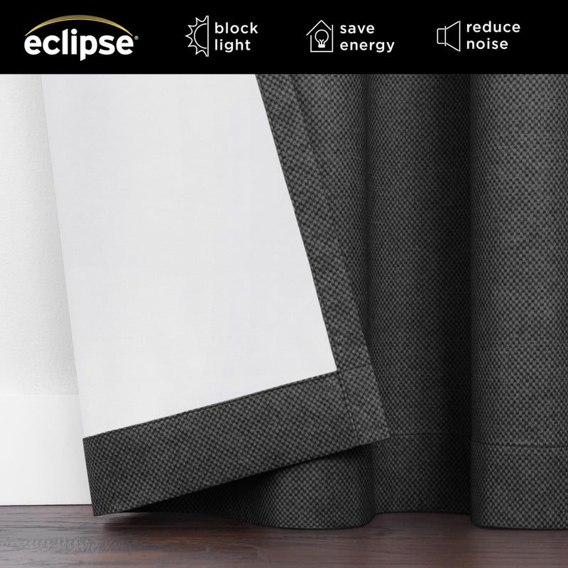 Eclipse 100% Blackout Curtain  Larissa Solid Grommet Curtain  63 in Long x 50 in Wide  Textured 100% Blackout Curtain  Thermal Insulated Curtain for Living Room  Bedroom  1 Window Curtain  Onyx Black - Image 3
