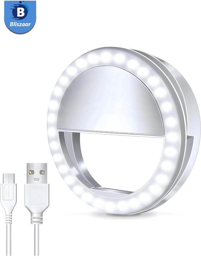 Bliszaar - Selfie Ring Light, Rechargeable Portable Clip-on Selfie Fill Light with 36 LED for Phone Photography Camera Video | 3 Adjustable Light Modes | Beauty and Influencer Selfie Ring Light - Image 1