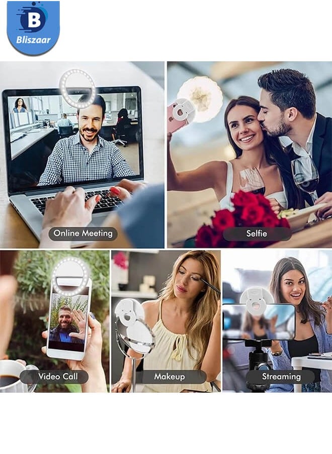 Bliszaar - Selfie Ring Light, Rechargeable Portable Clip-on Selfie Fill Light with 36 LED for Phone Photography Camera Video | 3 Adjustable Light Modes | Beauty and Influencer Selfie Ring Light - Image 1