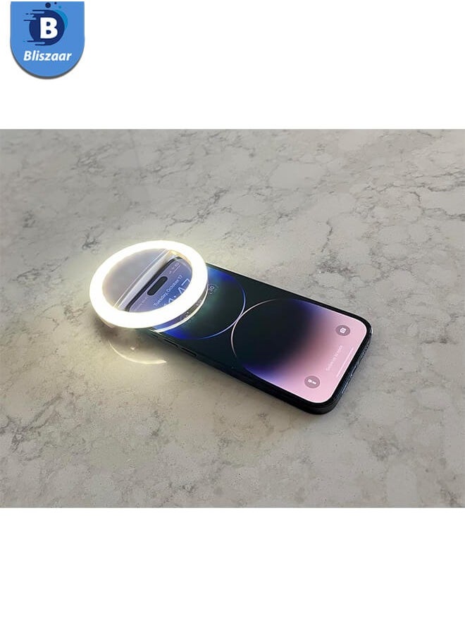 Bliszaar - Selfie Ring Light, Rechargeable Portable Clip-on Selfie Fill Light with 36 LED for Phone Photography Camera Video | 3 Adjustable Light Modes | Beauty and Influencer Selfie Ring Light - Image 1