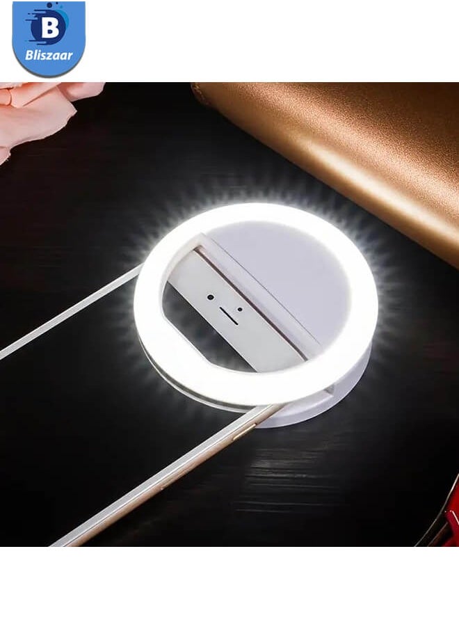 Bliszaar - Selfie Ring Light, Rechargeable Portable Clip-on Selfie Fill Light with 36 LED for Phone Photography Camera Video | 3 Adjustable Light Modes | Beauty and Influencer Selfie Ring Light - Image 1