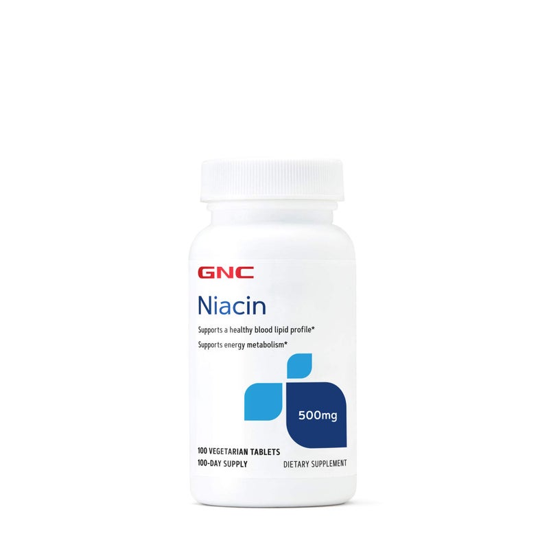 GNC Niacin 500mg 100 Tablets Supports Blood Vessel Health