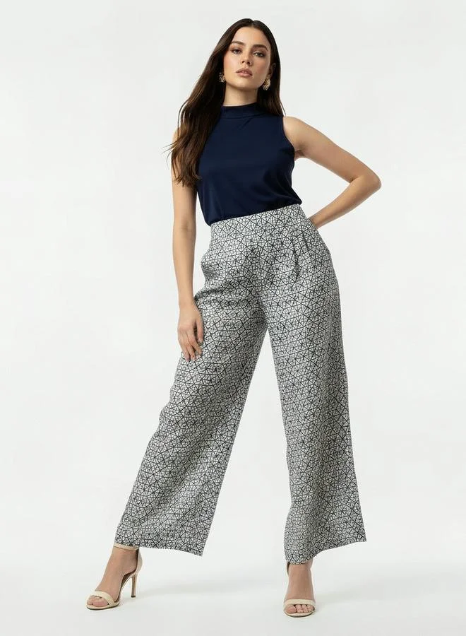 Splash FAV Semi-Elasticated Waist Printed Wide Leg Pants