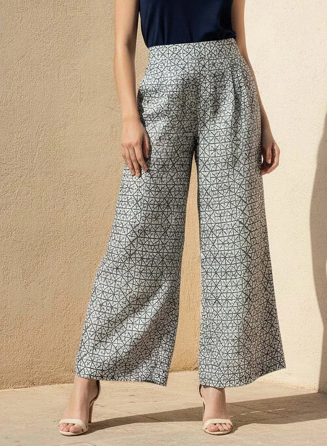 Splash FAV Semi-Elasticated Waist Printed Wide Leg Pants