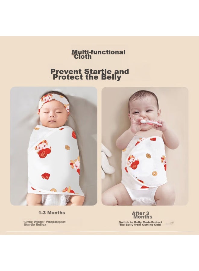 Lovebox Aibaoshi Baby Anti-startle Sleeping Bag, Spring And Autumn Pure Cotton Swaddle, Baby Wrap, Single Comforting Aid, Rabbit S753 - Image 5