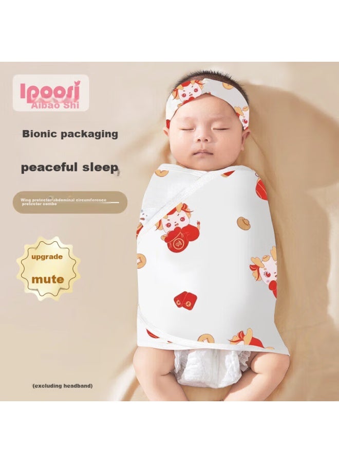 Lovebox Aibaoshi Baby Anti-startle Sleeping Bag, Spring And Autumn Pure Cotton Swaddle, Baby Wrap, Single Comforting Aid, Rabbit S753 - Image 1