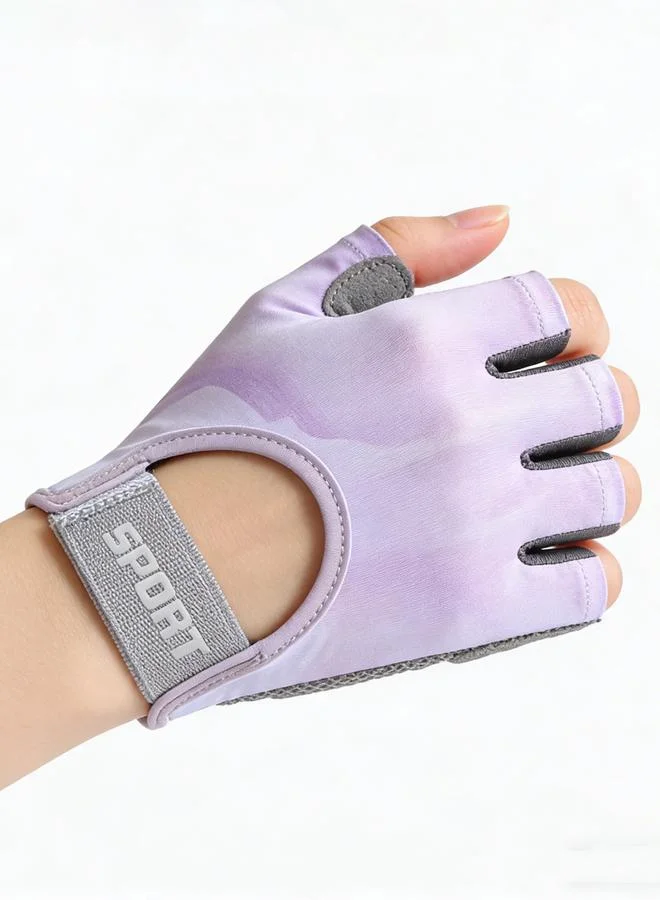 Styli Active Lilac Sport Text Cushioned Full Cover Gloves