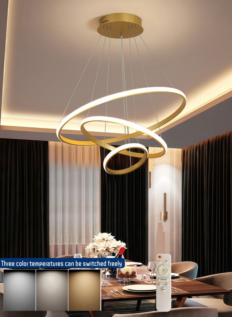 أورالوكسي ثريا اضاءة سقف ليد ذهبي بثلاث درجات حرارة لونية قابلة للتعديل 60 واط مع جهاز تحكم عن بعد بالأشعة تحت الحمراء مناسبة لغرفة المعيشة وغرفة النوم وغرفة الطعام - Image 3