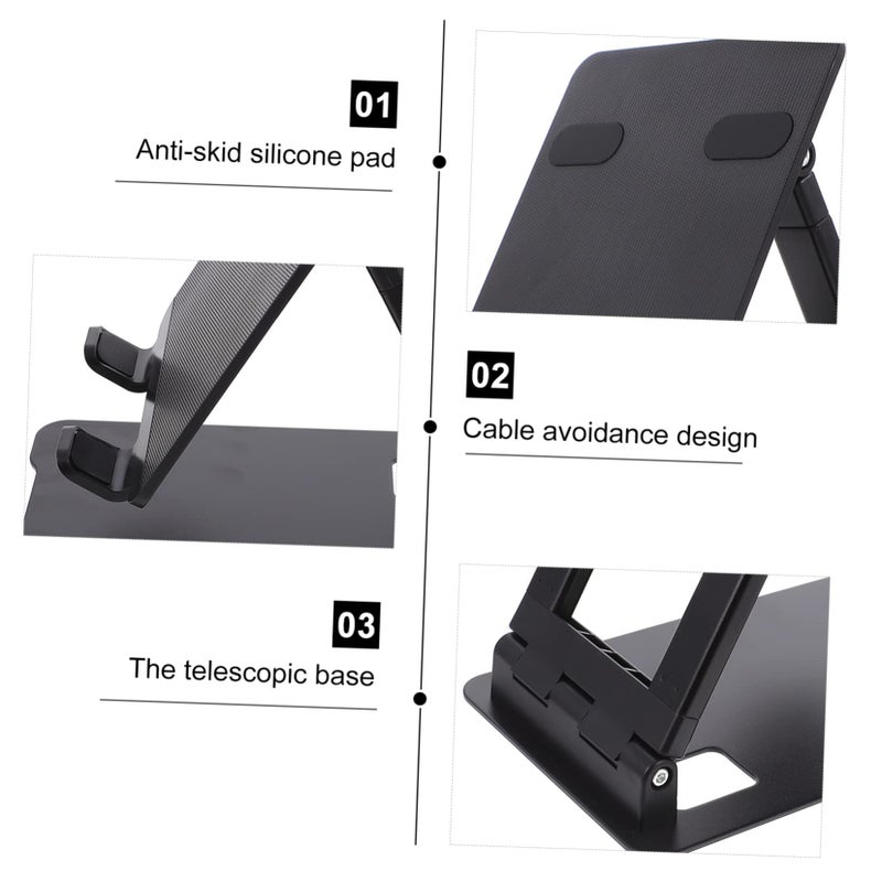 Folding Phone Stand Holder for Smartphones Tablets Laptops Portable Travel Lightweight Space Saving Black - Image 5
