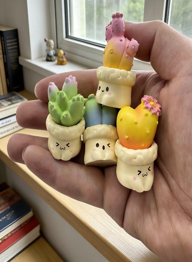 HYSTYLE 9 Pcs Miniature Dollhouse Plants Realistic Mini Cactus Succulent Mini Artificial Potted Flower Tiny Resin Greenery Cactus Figurines for DIY Garden Bonsai Micro Landscape Dollhouse Decoration - Image 5