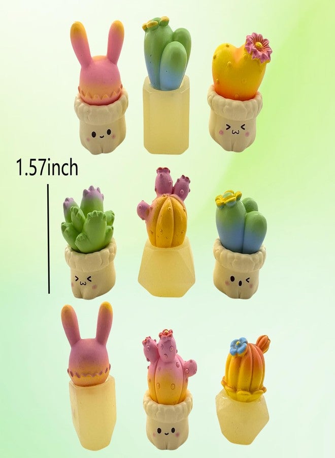 HYSTYLE 9 Pcs Miniature Dollhouse Plants Realistic Mini Cactus Succulent Mini Artificial Potted Flower Tiny Resin Greenery Cactus Figurines for DIY Garden Bonsai Micro Landscape Dollhouse Decoration - Image 2