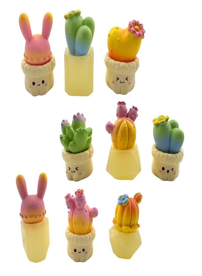 HYSTYLE 9 Pcs Miniature Dollhouse Plants Realistic Mini Cactus Succulent Mini Artificial Potted Flower Tiny Resin Greenery Cactus Figurines for DIY Garden Bonsai Micro Landscape Dollhouse Decoration - Image 1