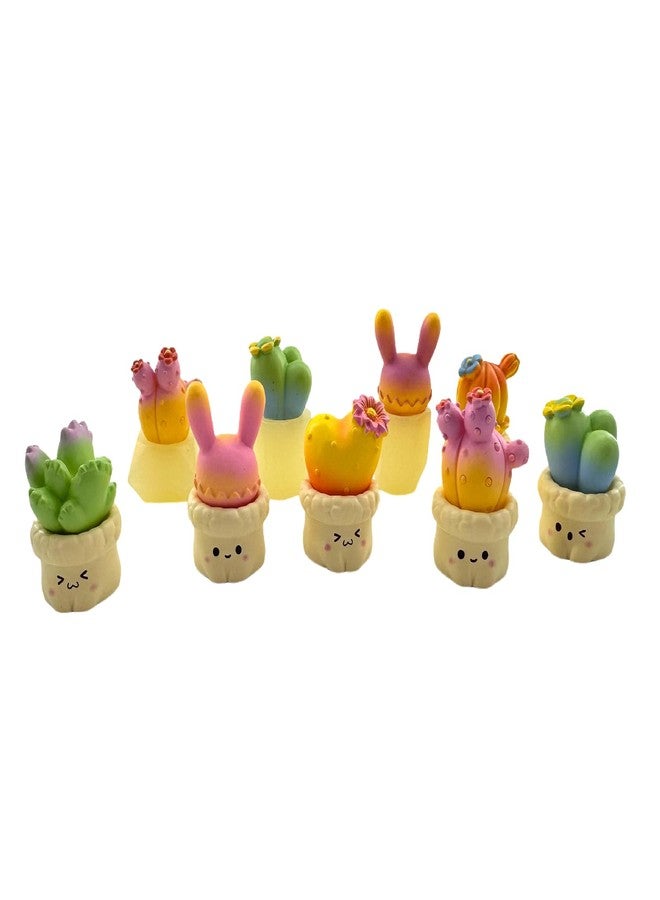 HYSTYLE 9 Pcs Miniature Dollhouse Plants Realistic Mini Cactus Succulent Mini Artificial Potted Flower Tiny Resin Greenery Cactus Figurines for DIY Garden Bonsai Micro Landscape Dollhouse Decoration - Image 3