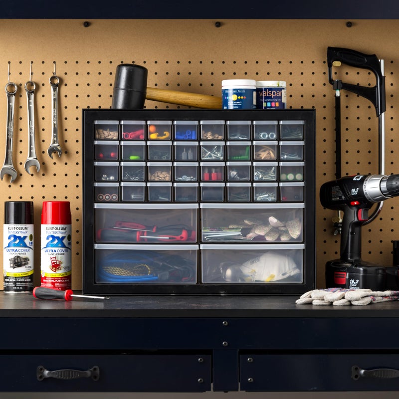 IRIS USA Screw Organizer, Hardware Storage Organizer, 36 Drawer Parts Cabinet, Plastic Drawer Storage for Hardware Crafts, Small Parts, Nuts and Bolts, Tool Storage, Scrapbook Art Hobby - Black - Image 4