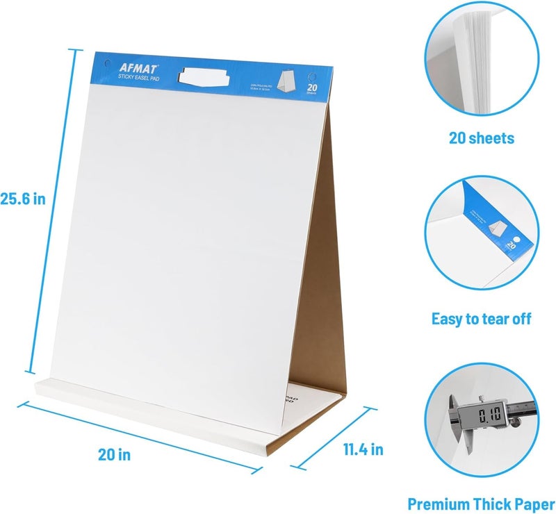 AFMAT 2-Pack Tabletop Sticky Easel Pad and Dry Erase Board 2 in 1, 20 x 23 inches, 20 Sheets/Pad, Portable Easel Stands for Teachers, Ideal for Training, Presentation, Meetings, Kids Doodling - Image 2