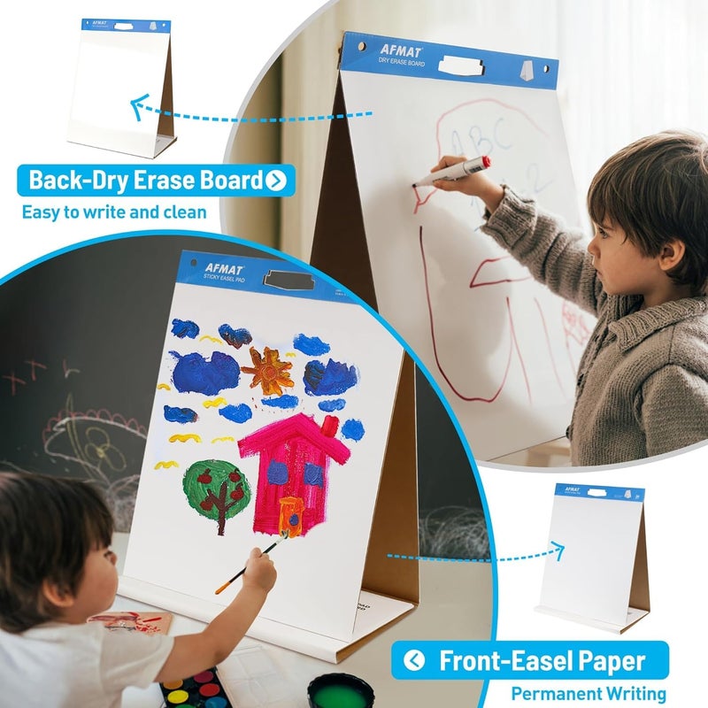 AFMAT 2-Pack Tabletop Sticky Easel Pad and Dry Erase Board 2 in 1, 20 x 23 inches, 20 Sheets/Pad, Portable Easel Stands for Teachers, Ideal for Training, Presentation, Meetings, Kids Doodling - Image 3