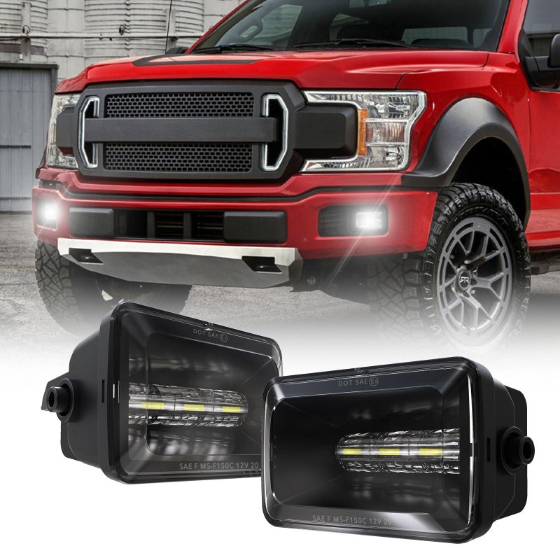 RAMJET4X4 4 Inch LED Fog Lights DOT Bumper Driving Fog Lamps Replacement for 2015-2020 Ford F150, 2017-2018 Super Duty - Image 1
