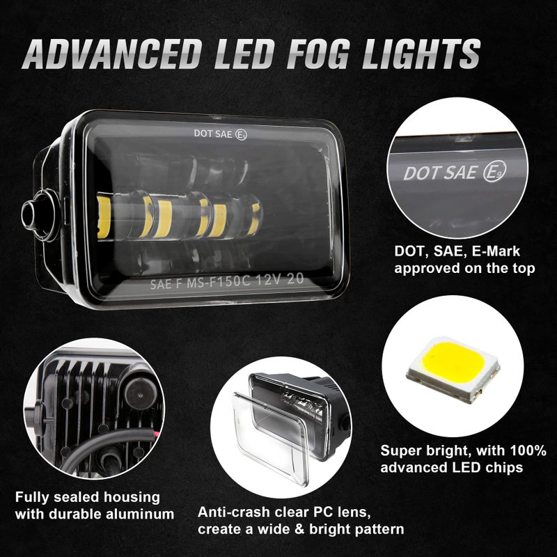 RAMJET4X4 4 Inch LED Fog Lights DOT Bumper Driving Fog Lamps Replacement for 2015-2020 Ford F150, 2017-2018 Super Duty - Image 4