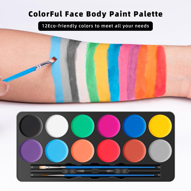 Maydear Face Painting Kit for Kids with 12 Colors Safe and Non-Toxic Large Water Based Face Paint (Matte) - Image 2