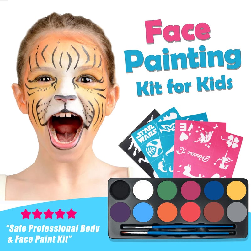 Maydear Face Painting Kit for Kids with 12 Colors Safe and Non-Toxic Large Water Based Face Paint (Matte) - Image 5