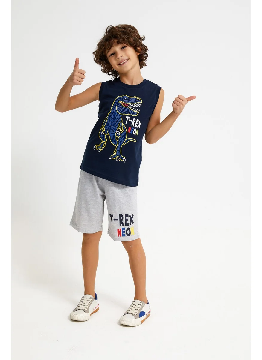 RolyPoly T-Rex Navy Blue Boy Bermuda Suit