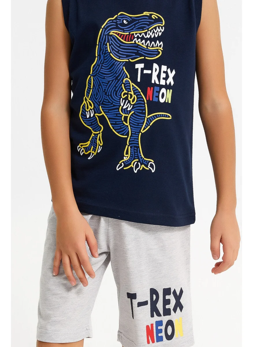 RolyPoly T-Rex Navy Blue Boy Bermuda Suit