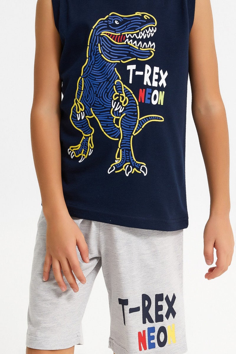 RolyPoly T-Rex Navy Blue Boy Bermuda Suit  - Image 4
