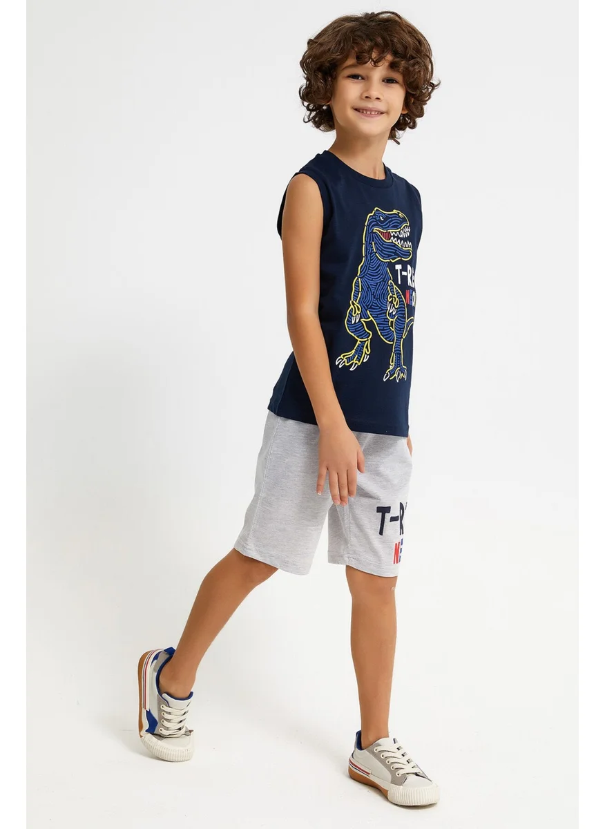 RolyPoly T-Rex Navy Blue Boy Bermuda Suit