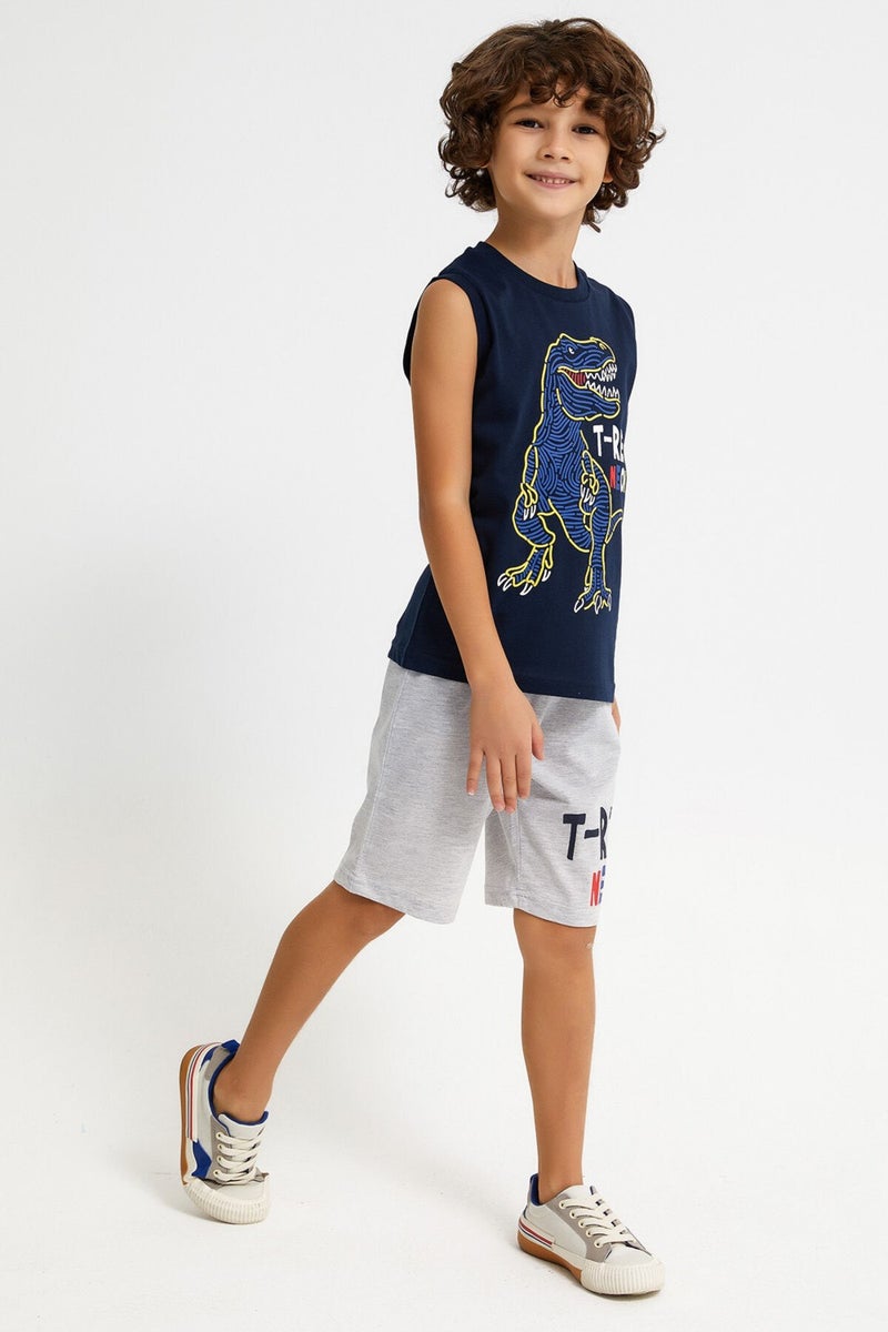 RolyPoly T-Rex Navy Blue Boy Bermuda Suit  - Image 3