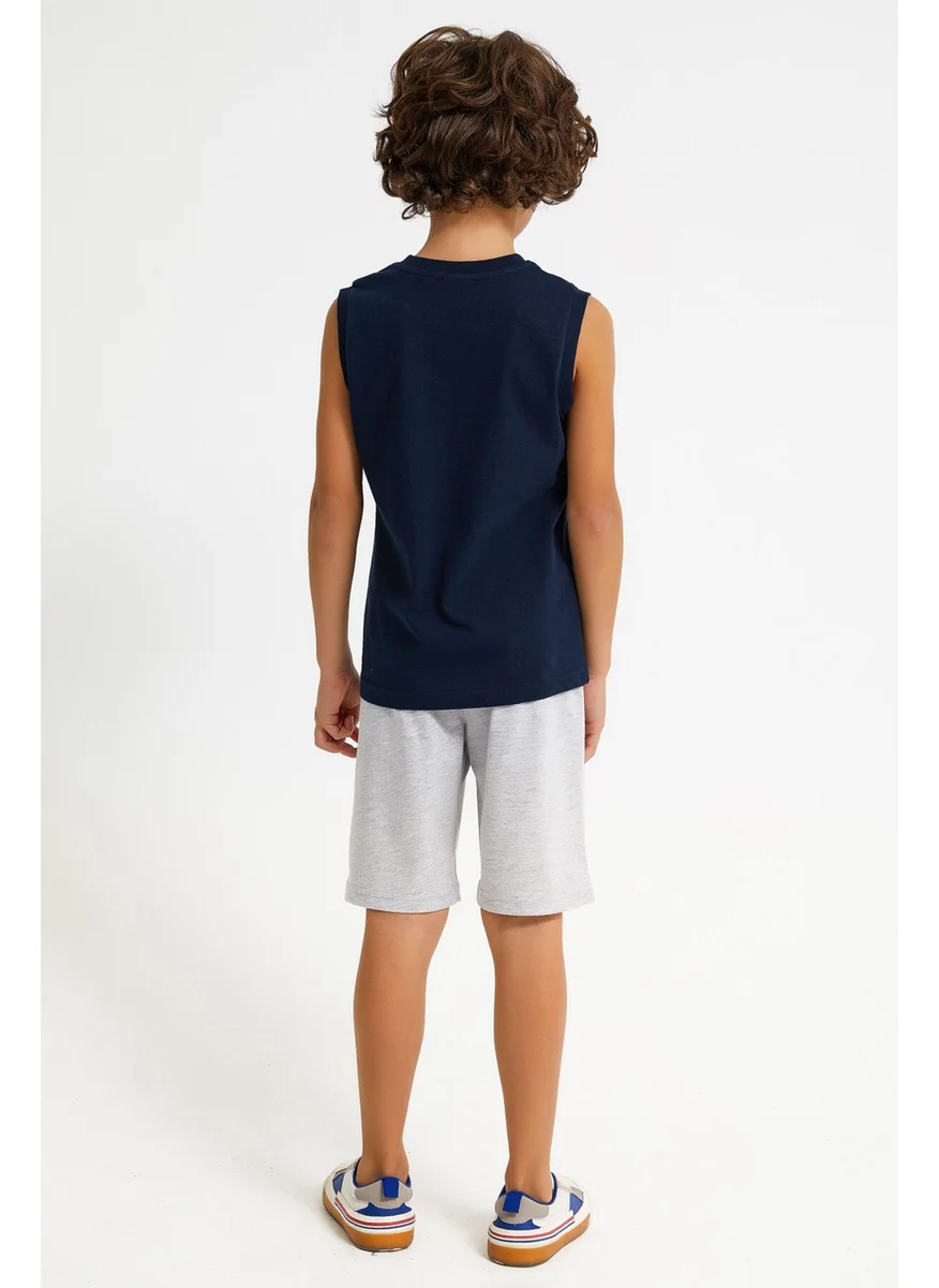 RolyPoly T-Rex Navy Blue Boy Bermuda Suit