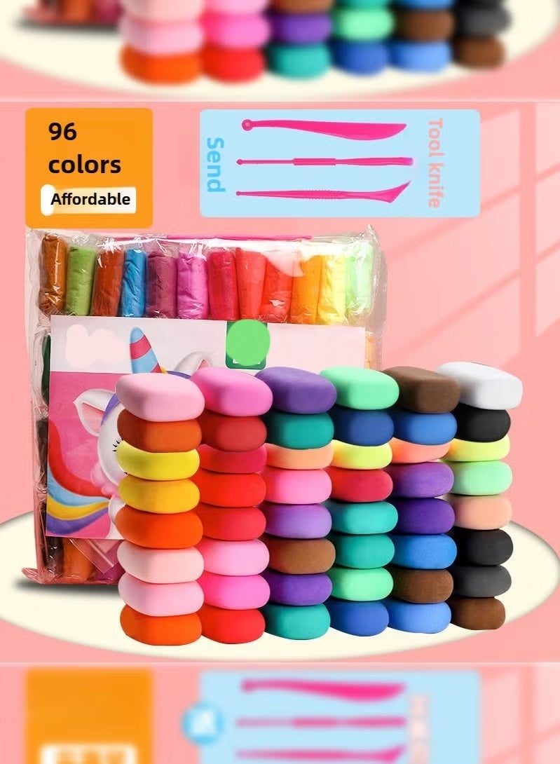 طين جاف بالهواء، 96 قطعة من طين التشكيل للأطفال، آمن وغير سام، ألعاب فنية وحرفية يمكنك صنعها بنفسك مع أدوات النحت، هدايا الحفلات المنزلية، أعياد الميلاد - Image 1