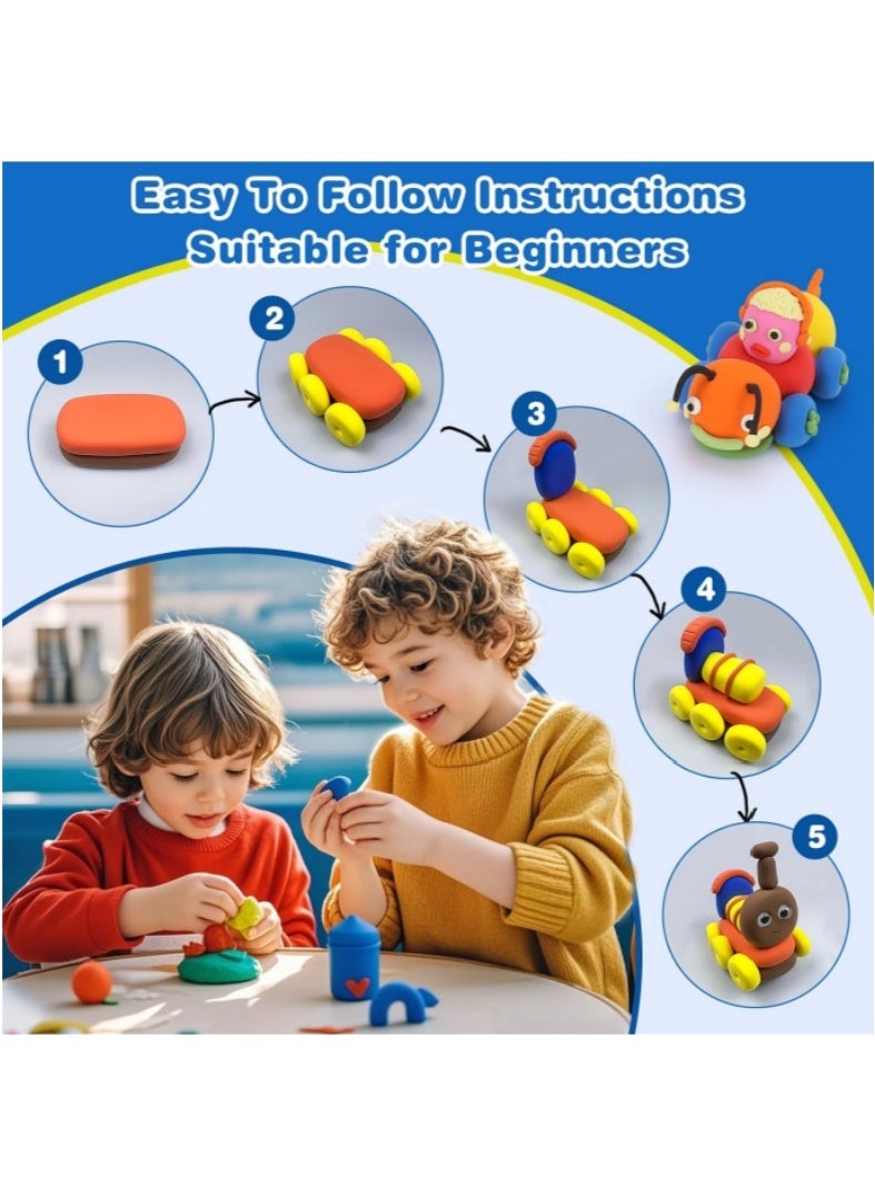 طين جاف بالهواء، 96 قطعة من طين التشكيل للأطفال، آمن وغير سام، ألعاب فنية وحرفية يمكنك صنعها بنفسك مع أدوات النحت، هدايا الحفلات المنزلية، أعياد الميلاد - Image 3