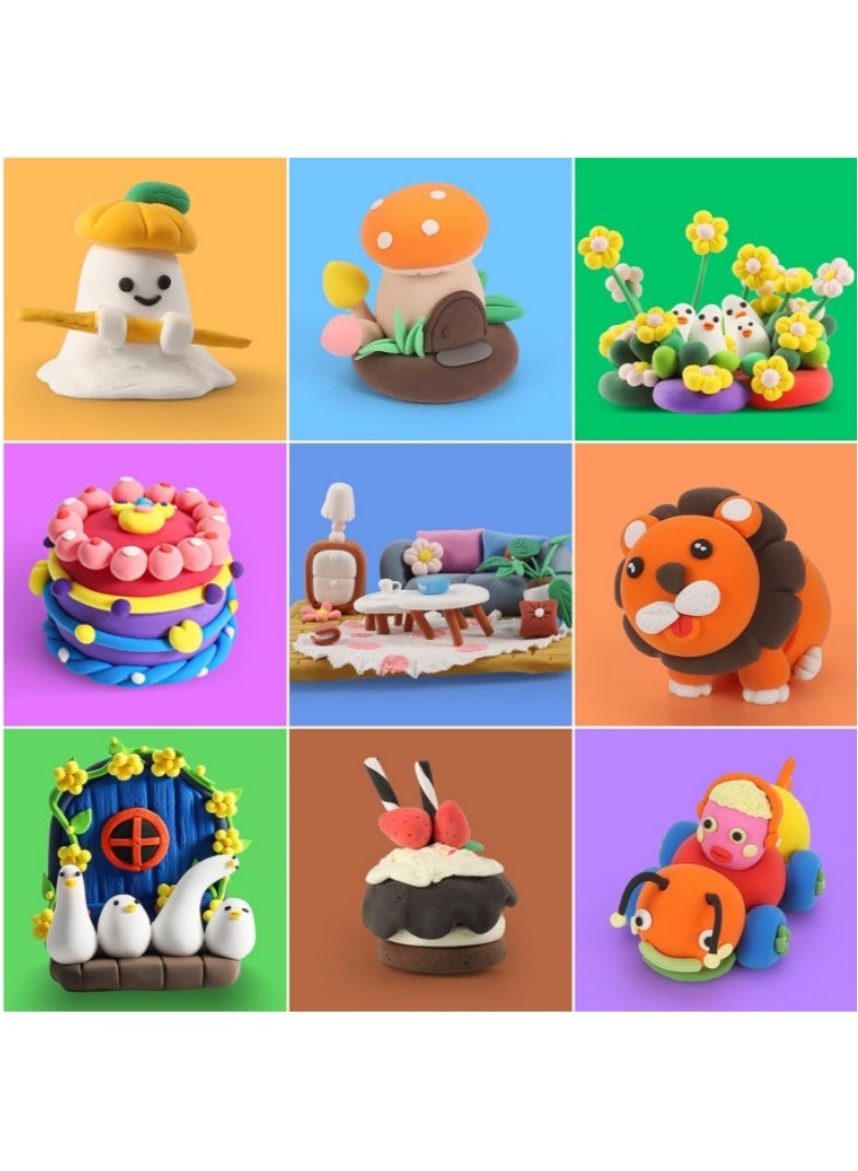 طين جاف بالهواء، 96 قطعة من طين التشكيل للأطفال، آمن وغير سام، ألعاب فنية وحرفية يمكنك صنعها بنفسك مع أدوات النحت، هدايا الحفلات المنزلية، أعياد الميلاد - Image 4