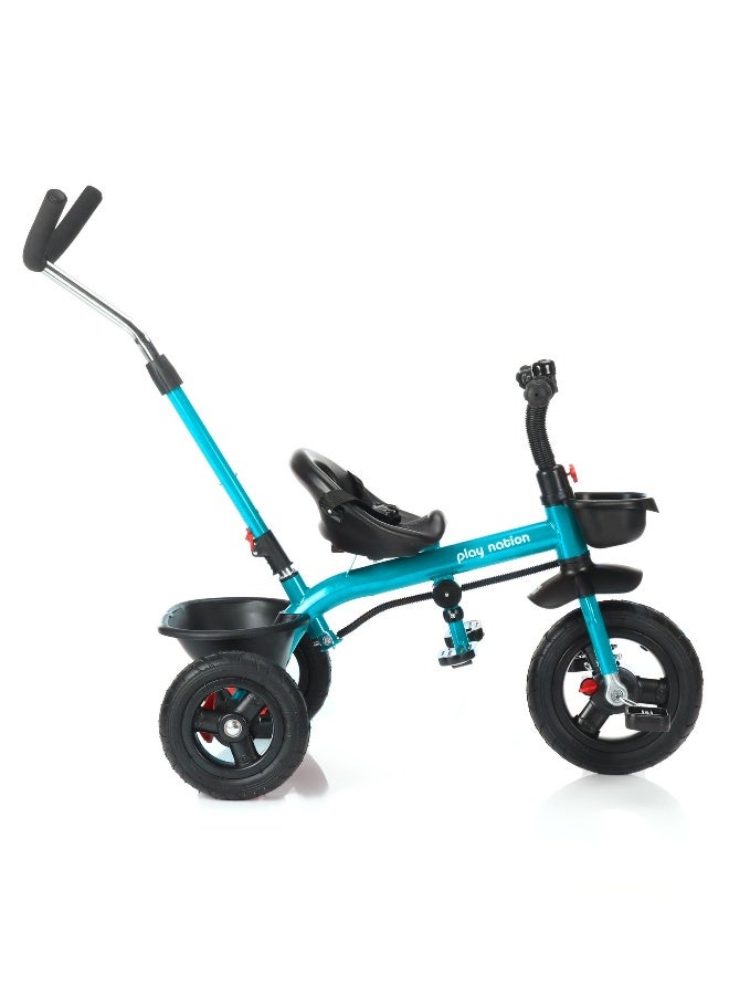 PlayNation Play Nation Cruise Plug & Play Trike, Mild Steel Frame, Parental Handle, Front & Rear Storage Basket, 3 Rubber Wheels, 3 Years, L 74 x B 49 x H 87 cm - Blue - Image 5