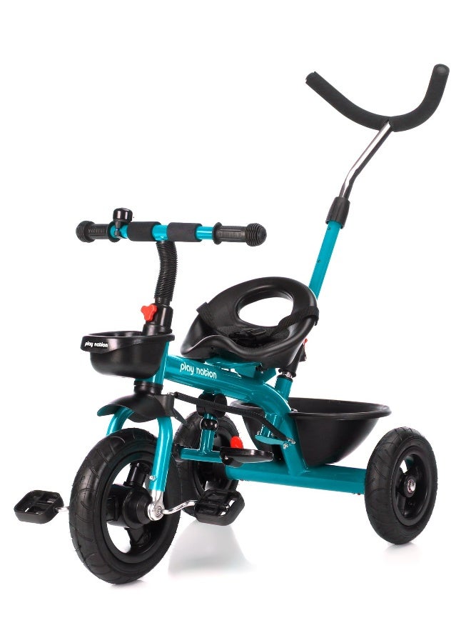 PlayNation Play Nation Cruise Plug & Play Trike, Mild Steel Frame, Parental Handle, Front & Rear Storage Basket, 3 Rubber Wheels, 3 Years, L 74 x B 49 x H 87 cm - Blue - Image 4